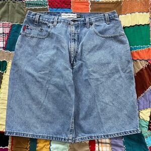 Y2K Bugle Boy Baggy Skater Light Wahed Blue Jorts 34W